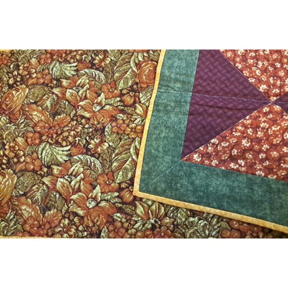 Quilted Centerpiece Table Runner Handmade Reversible Patchwork Floral 53x18 - Picture 5 of 5